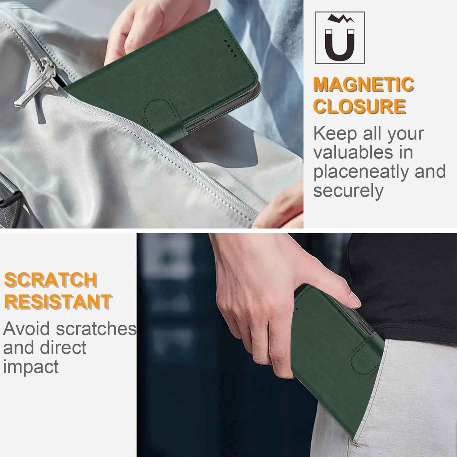For Xiaomi 17 Pro Leather Case Solid Color Phone Cover with Wallet - Blackish Green