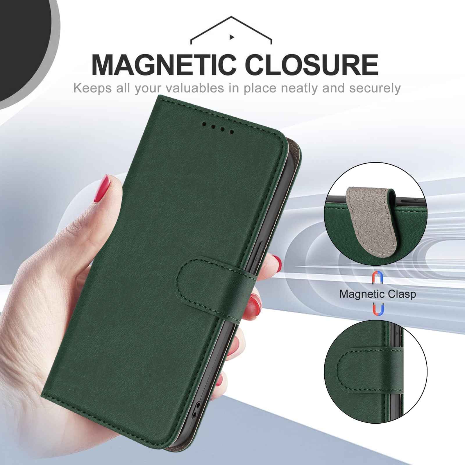 For Xiaomi 17 Pro Leather Case Solid Color Phone Cover with Wallet - Blackish Green