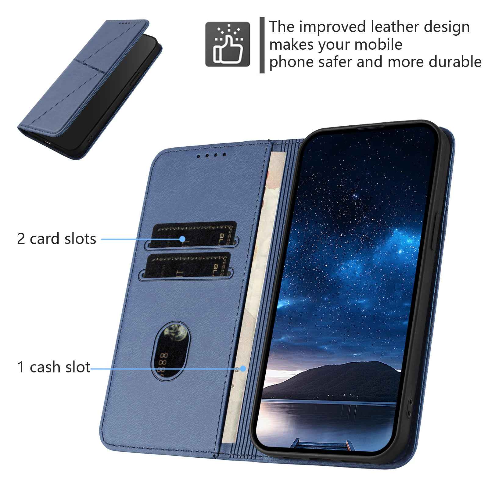 For Xiaomi 17 Pro Wallet Case Magnetic Closure Leather Flip Phone Cover with Stand - Royal Blue