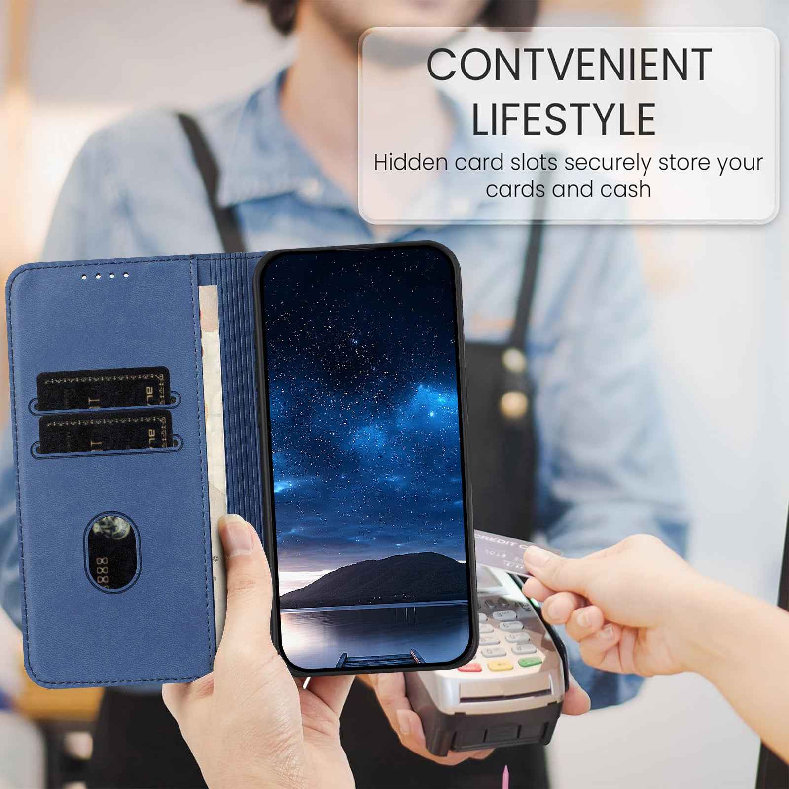For Xiaomi 17 Pro Wallet Case Magnetic Closure Leather Flip Phone Cover with Stand - Royal Blue