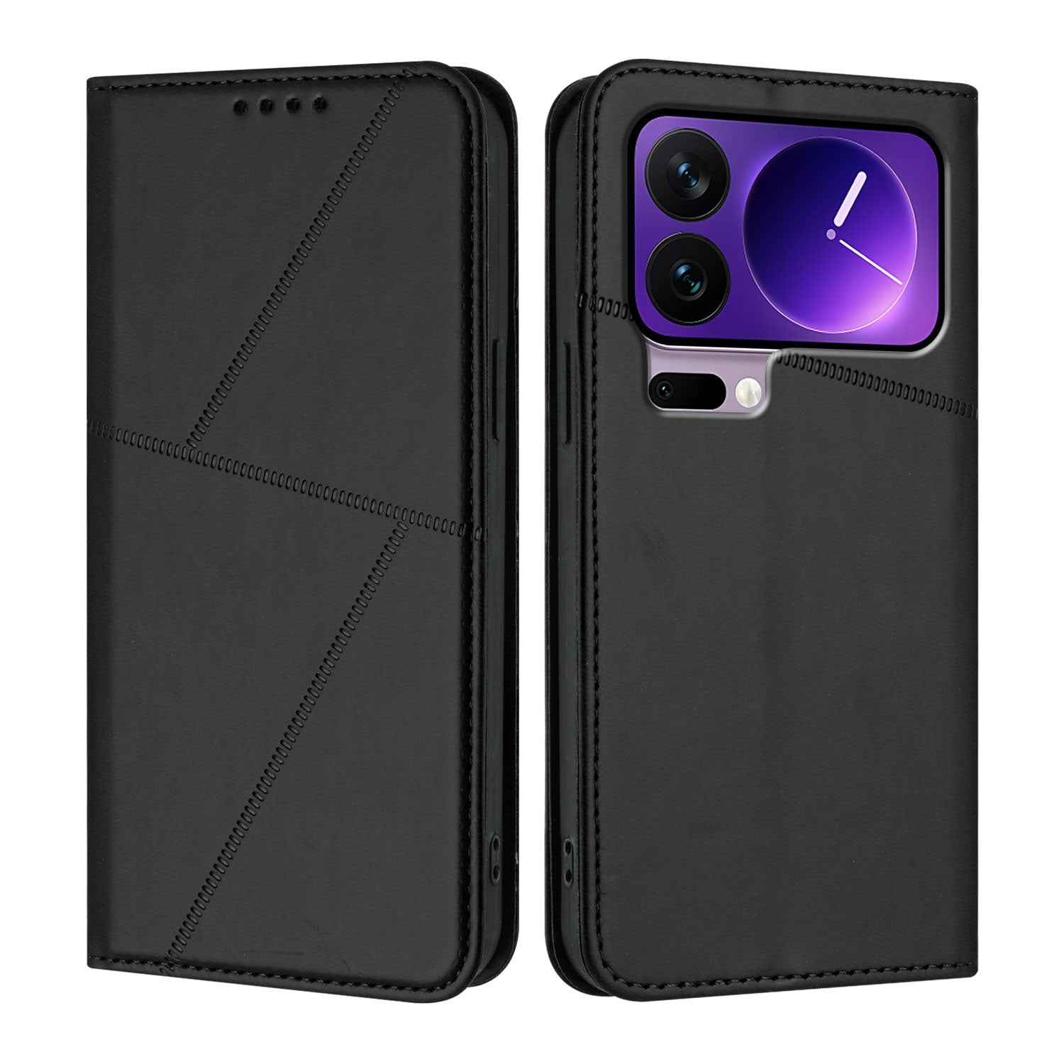 For Xiaomi 17 Pro Wallet Case Magnetic Closure Leather Flip Phone Cover with Stand - Black
