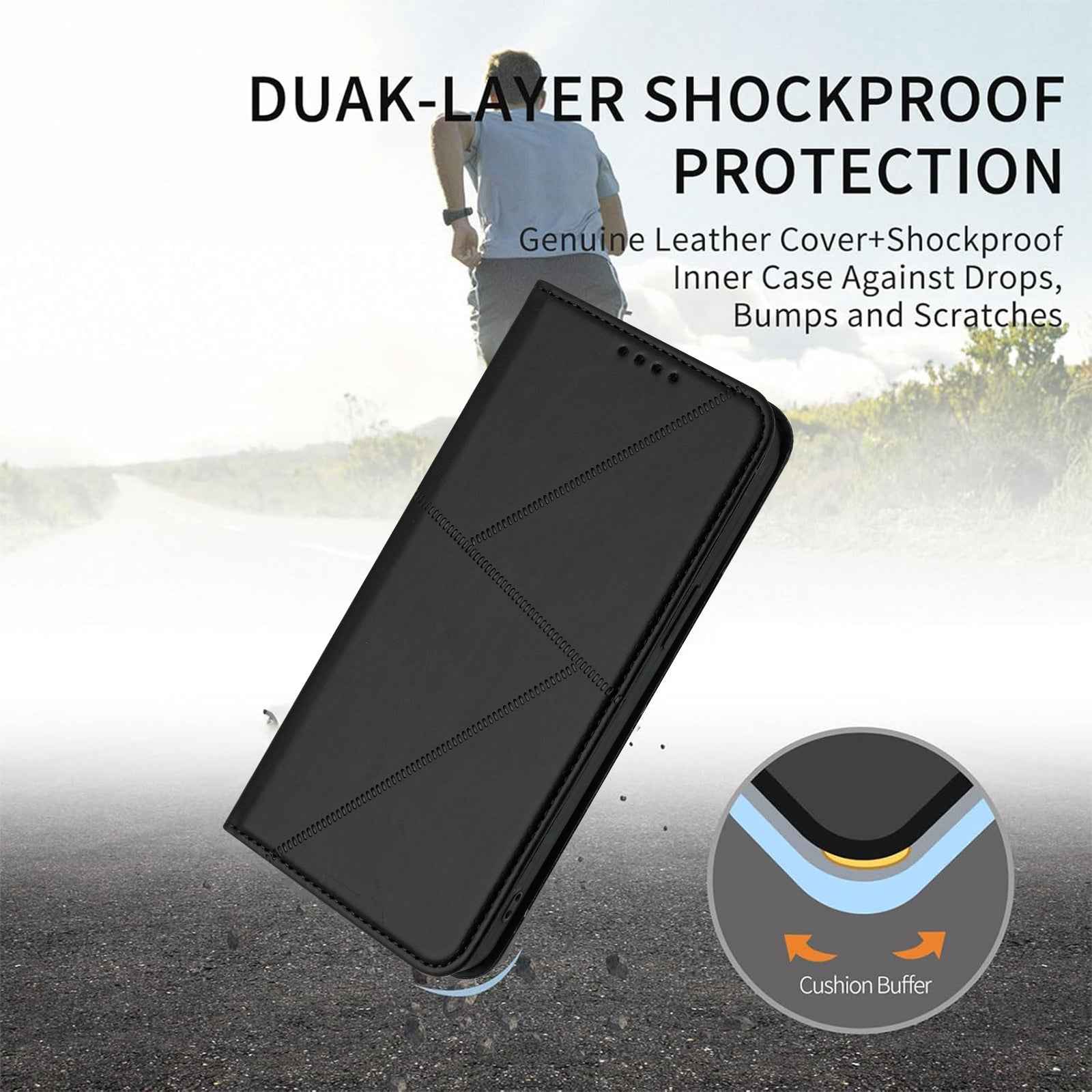 For Xiaomi 17 Pro Wallet Case Magnetic Closure Leather Flip Phone Cover with Stand - Black