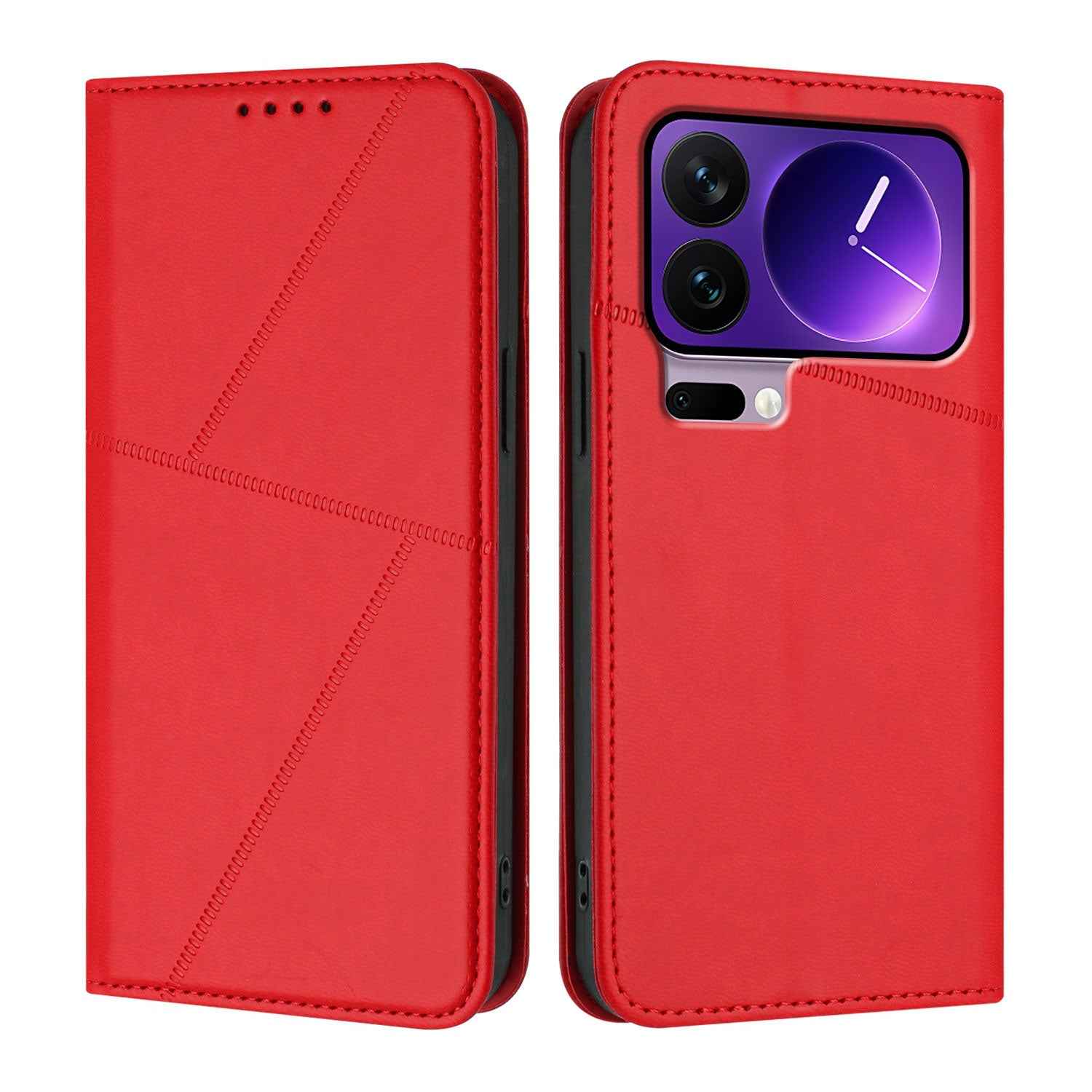 For Xiaomi 17 Pro Wallet Case Magnetic Closure Leather Flip Phone Cover with Stand - Red