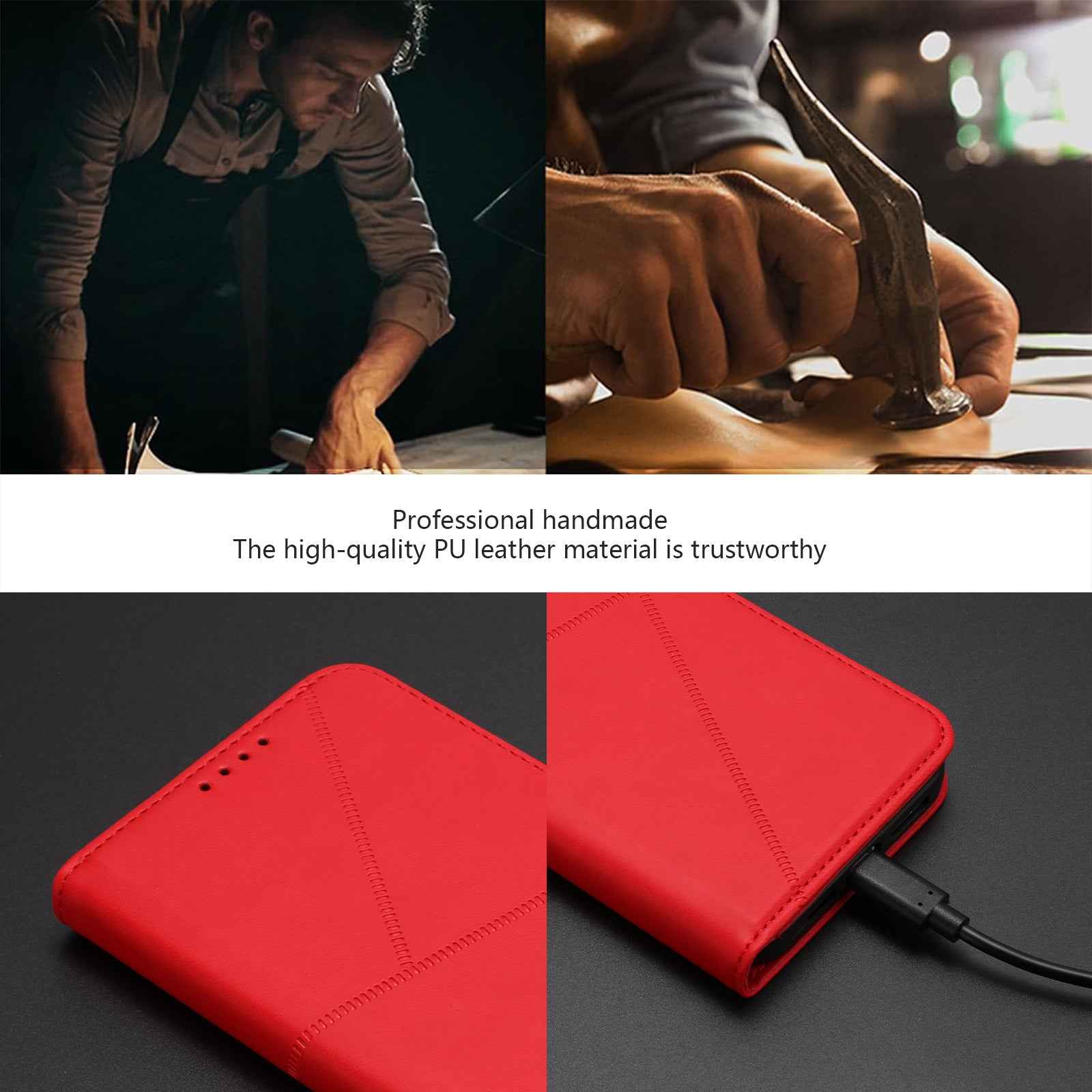 For Xiaomi 17 Pro Wallet Case Magnetic Closure Leather Flip Phone Cover with Stand - Red