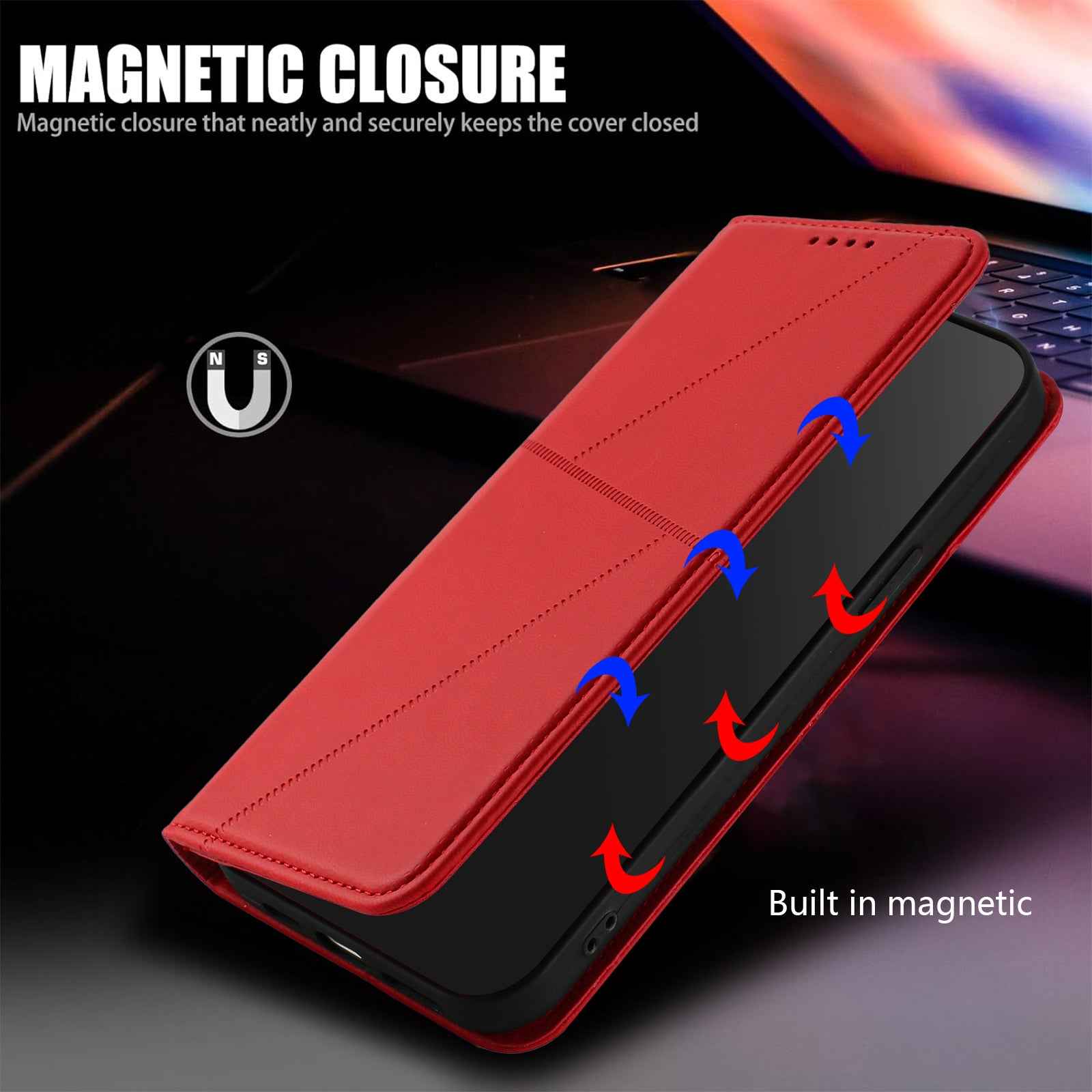 For Xiaomi 17 Pro Wallet Case Magnetic Closure Leather Flip Phone Cover with Stand - Red