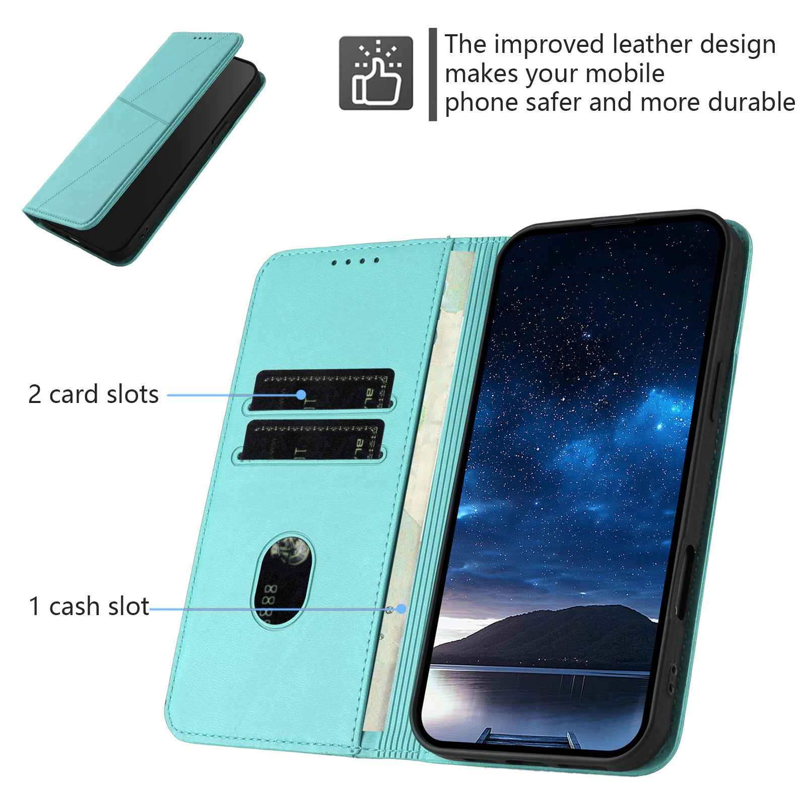 For Xiaomi 17 Pro Wallet Case Magnetic Closure Leather Flip Phone Cover with Stand - Light Blue