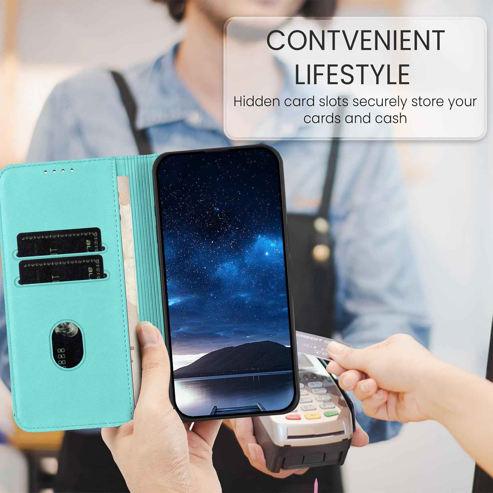 For Xiaomi 17 Pro Wallet Case Magnetic Closure Leather Flip Phone Cover with Stand - Light Blue