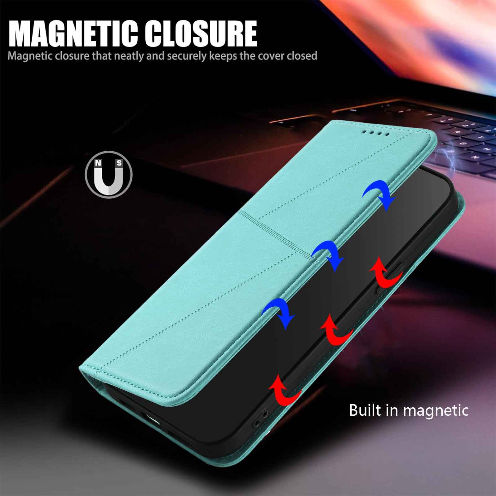 For Xiaomi 17 Pro Wallet Case Magnetic Closure Leather Flip Phone Cover with Stand - Light Blue
