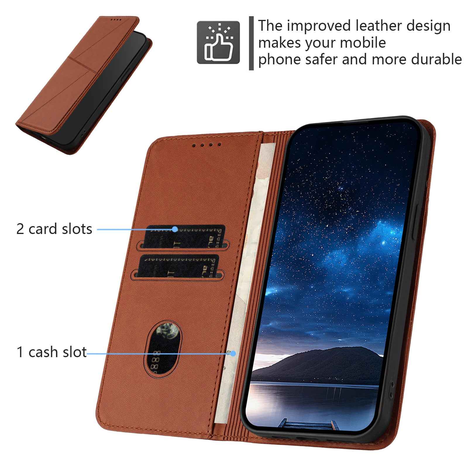 For Xiaomi 17 Pro Wallet Case Magnetic Closure Leather Flip Phone Cover with Stand - Coffee