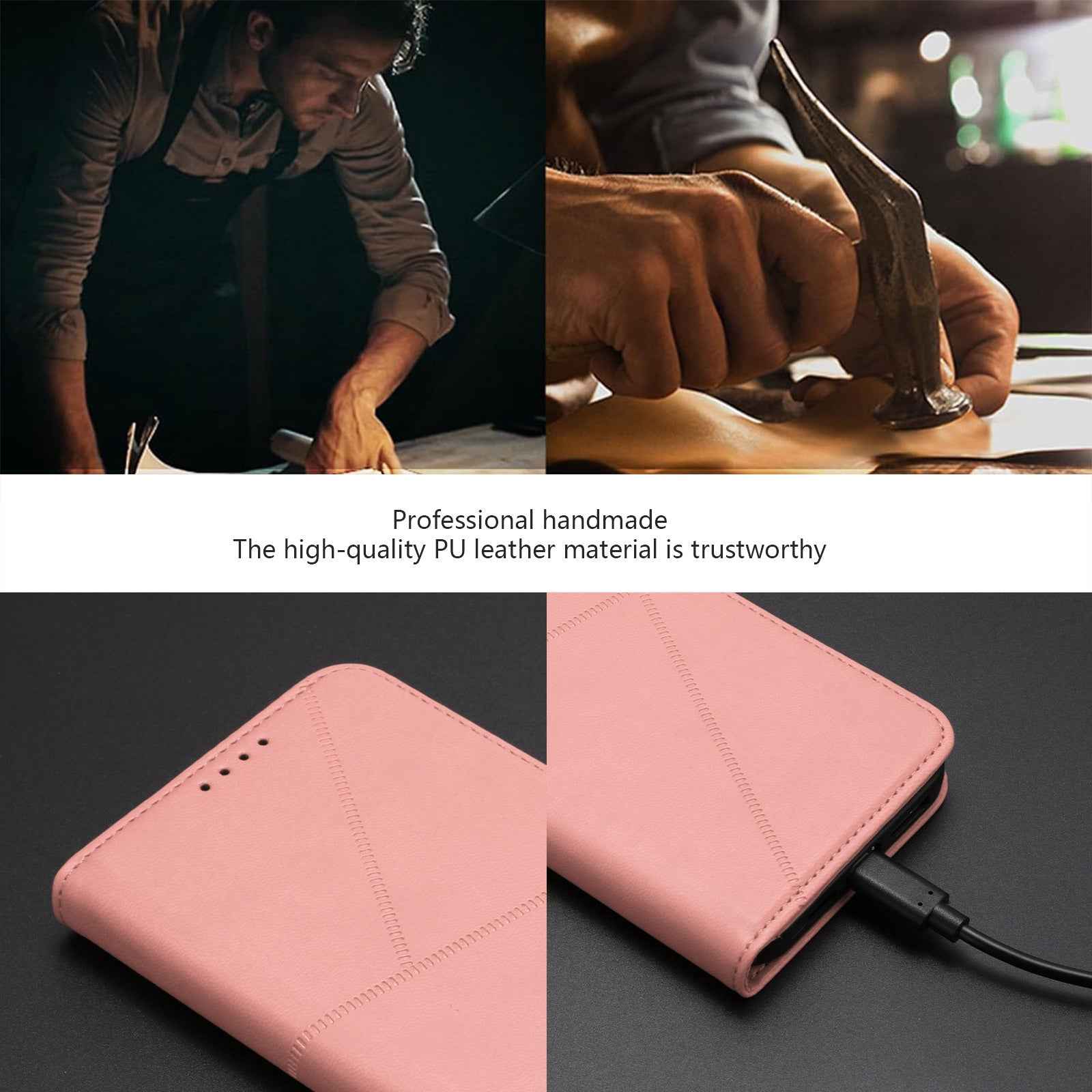 For Xiaomi 17 Pro Wallet Case Magnetic Closure Leather Flip Phone Cover with Stand - Pink