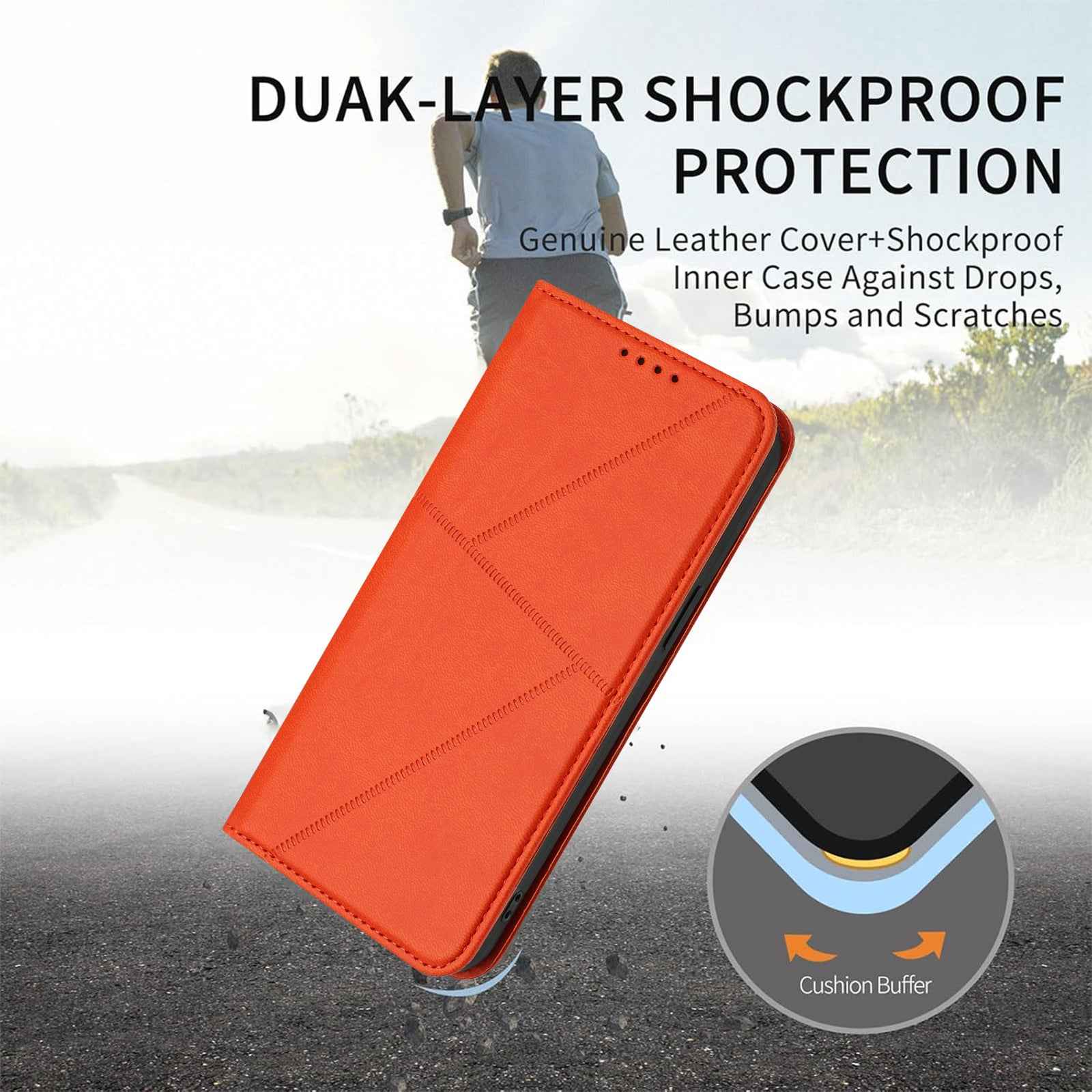 For Xiaomi 17 Pro Wallet Case Magnetic Closure Leather Flip Phone Cover with Stand - Orange