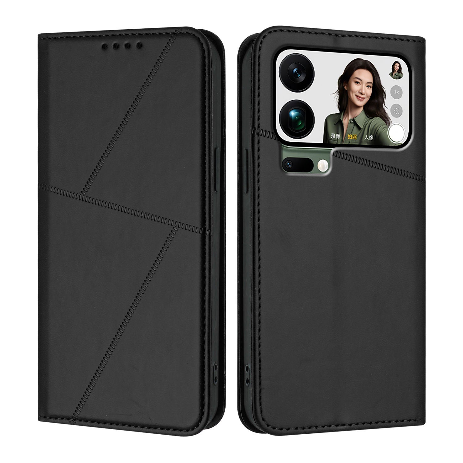 For Xiaomi 17 Pro Max Wallet Case Magnetic Closure Leather Flip Phone Cover with Stand - Black