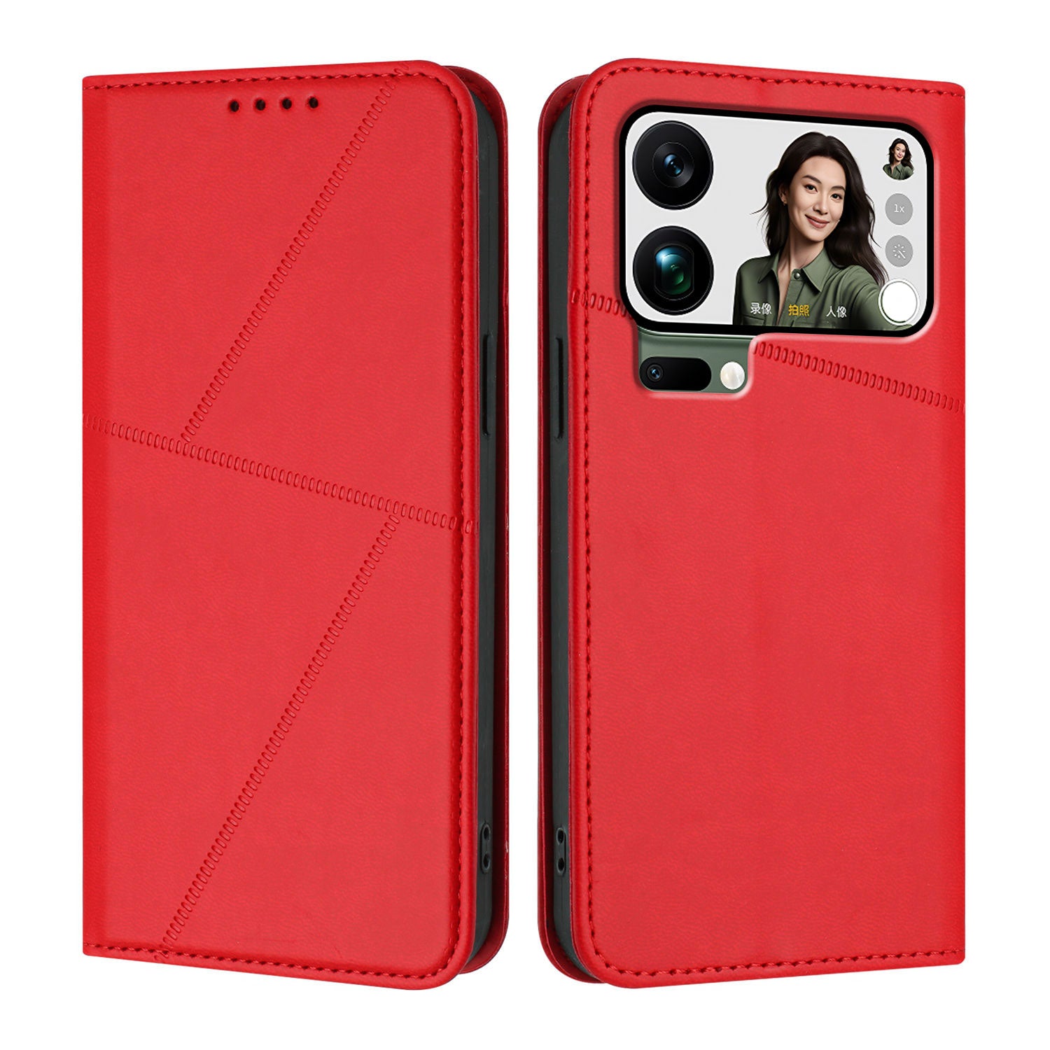 For Xiaomi 17 Pro Max Wallet Case Magnetic Closure Leather Flip Phone Cover with Stand - Red
