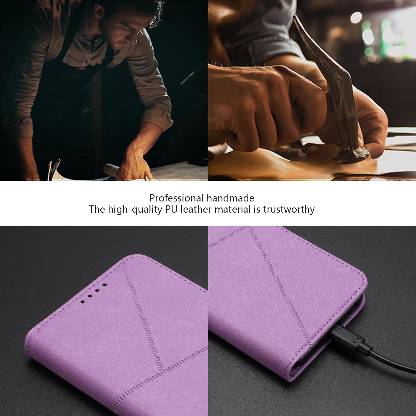 For Xiaomi 17 Pro Max Wallet Case Magnetic Closure Leather Flip Phone Cover with Stand - Purple