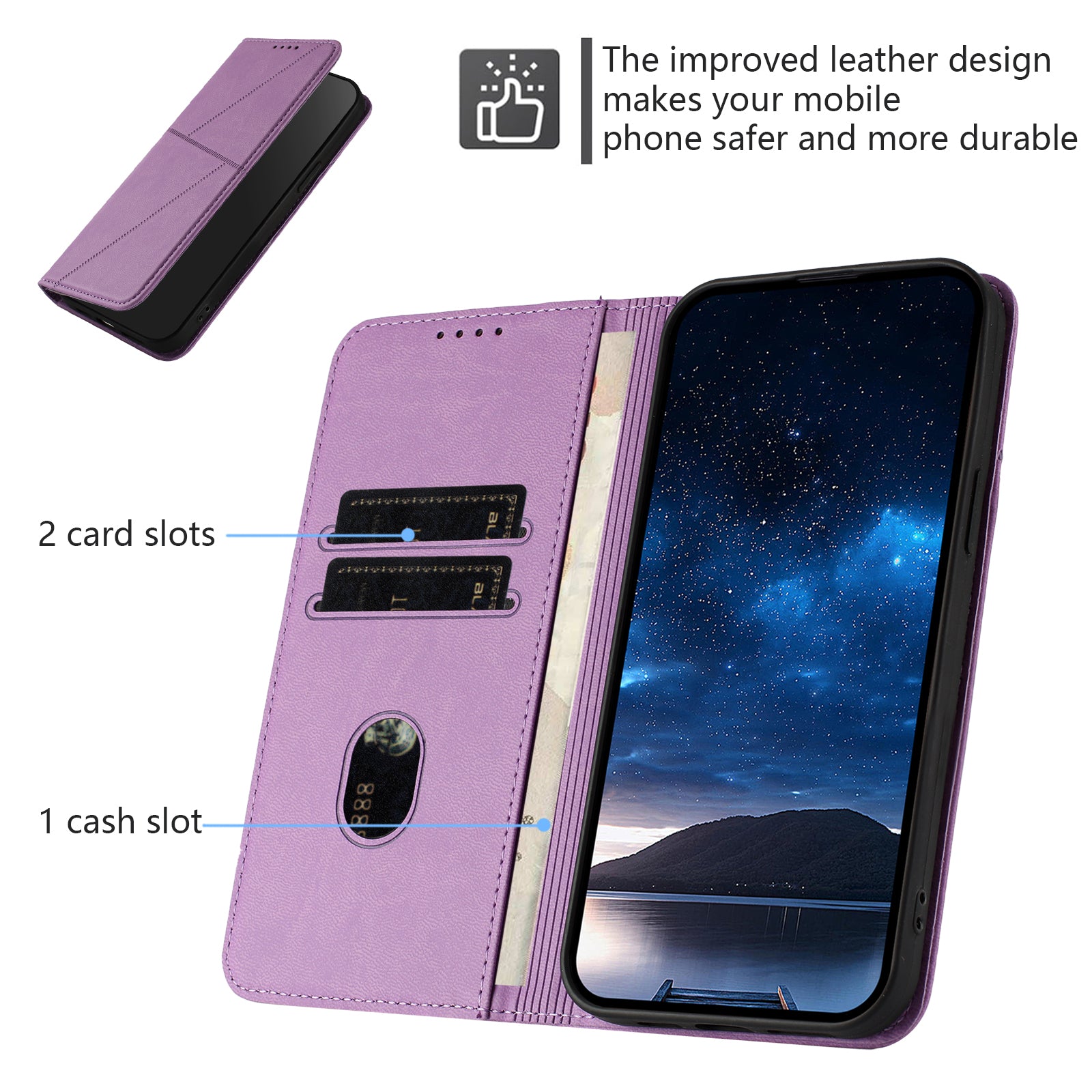 For Xiaomi 17 Pro Max Wallet Case Magnetic Closure Leather Flip Phone Cover with Stand - Purple