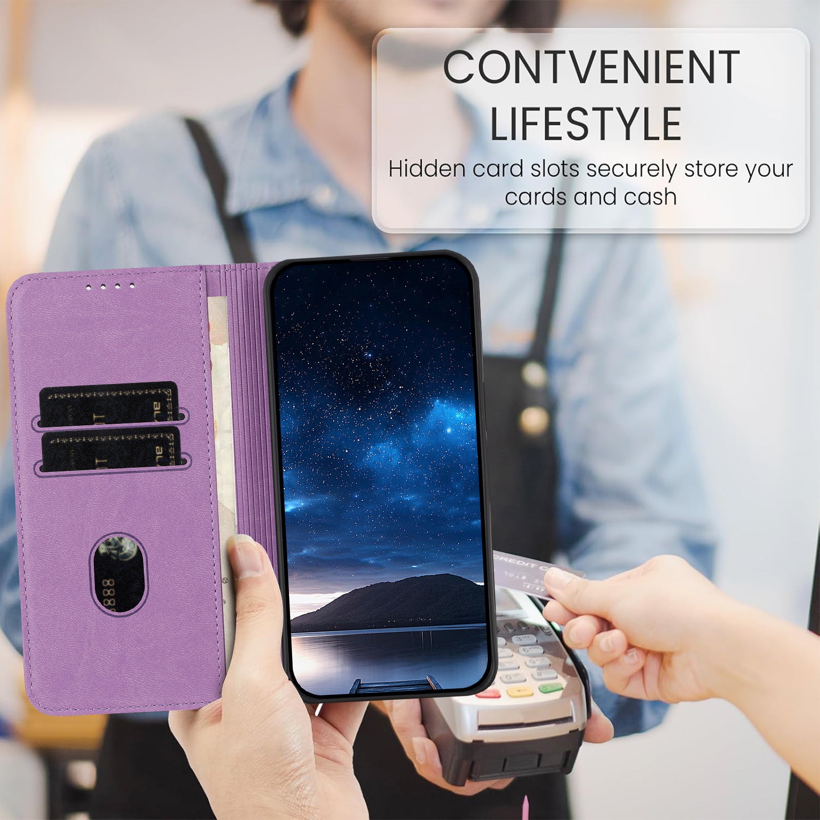 For Xiaomi 17 Pro Max Wallet Case Magnetic Closure Leather Flip Phone Cover with Stand - Purple