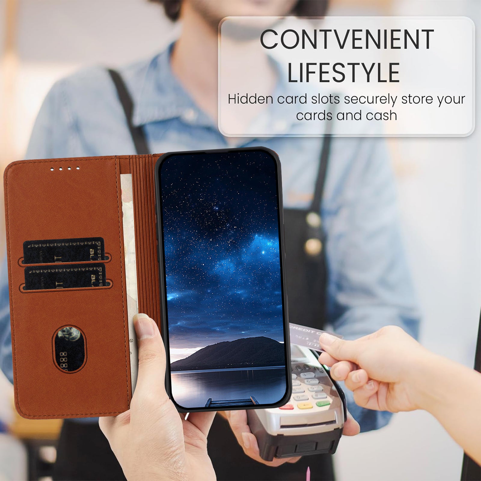 For Xiaomi 17 Pro Max Wallet Case Magnetic Closure Leather Flip Phone Cover with Stand - Coffee
