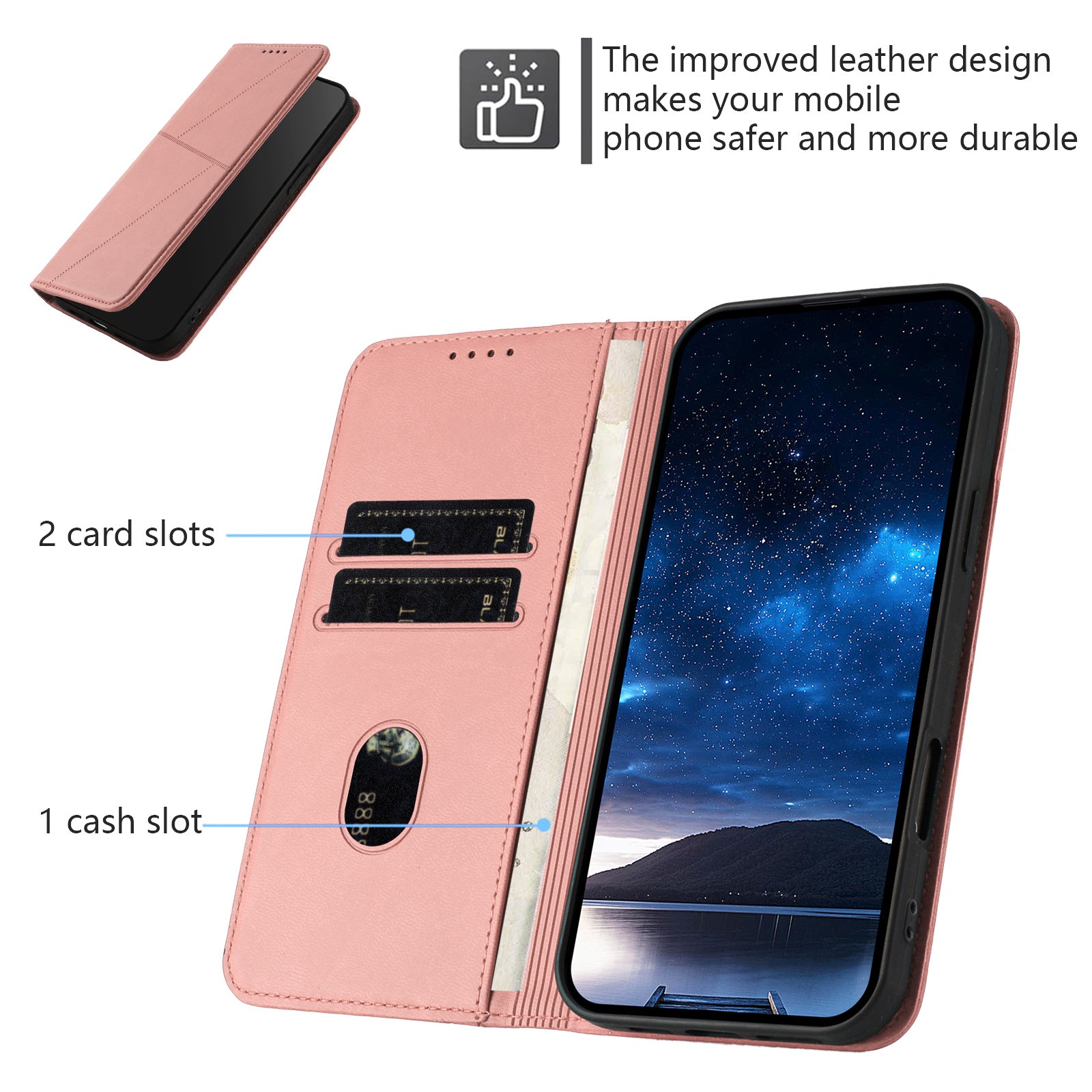 For Xiaomi 17 Pro Max Wallet Case Magnetic Closure Leather Flip Phone Cover with Stand - Pink