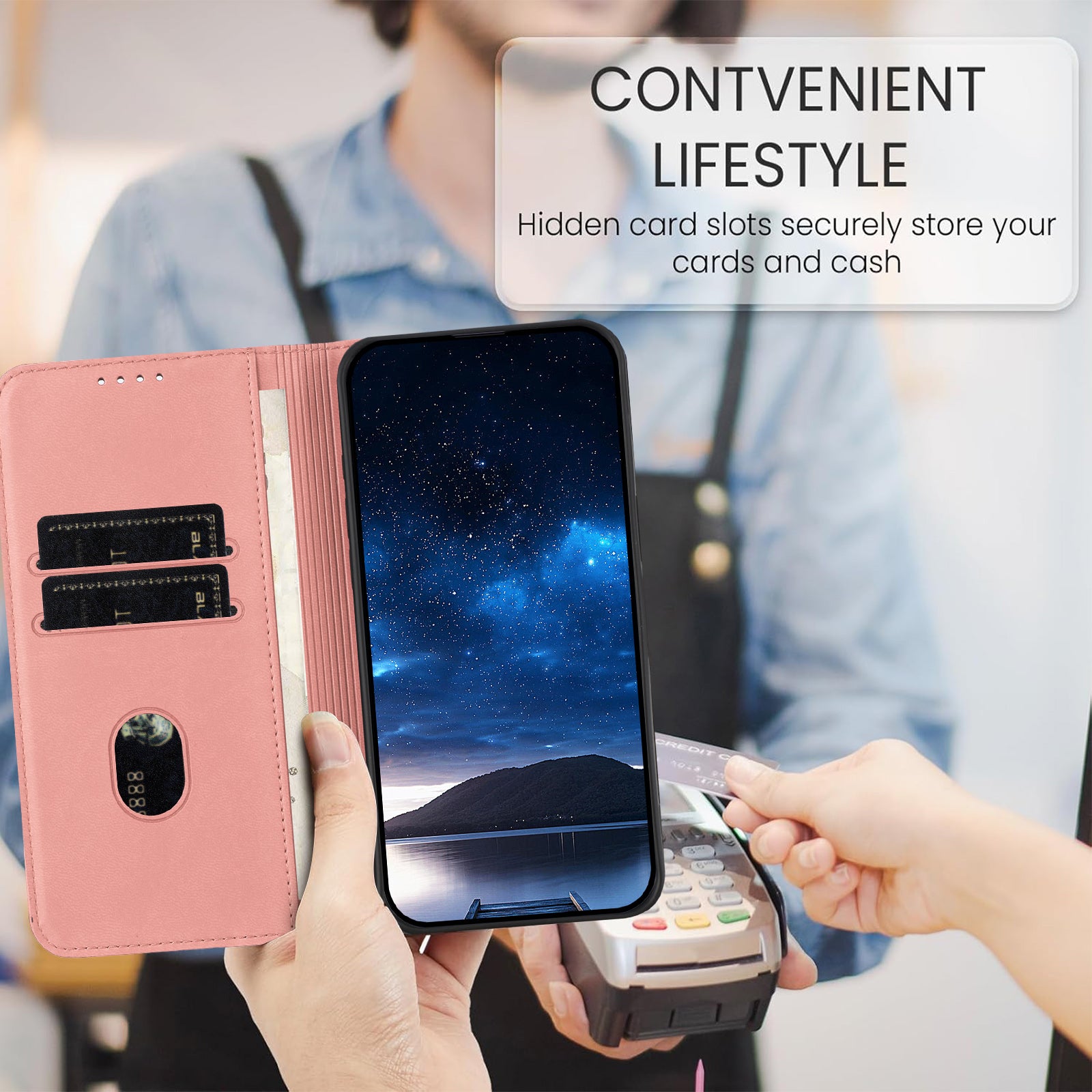 For Xiaomi 17 Pro Max Wallet Case Magnetic Closure Leather Flip Phone Cover with Stand - Pink