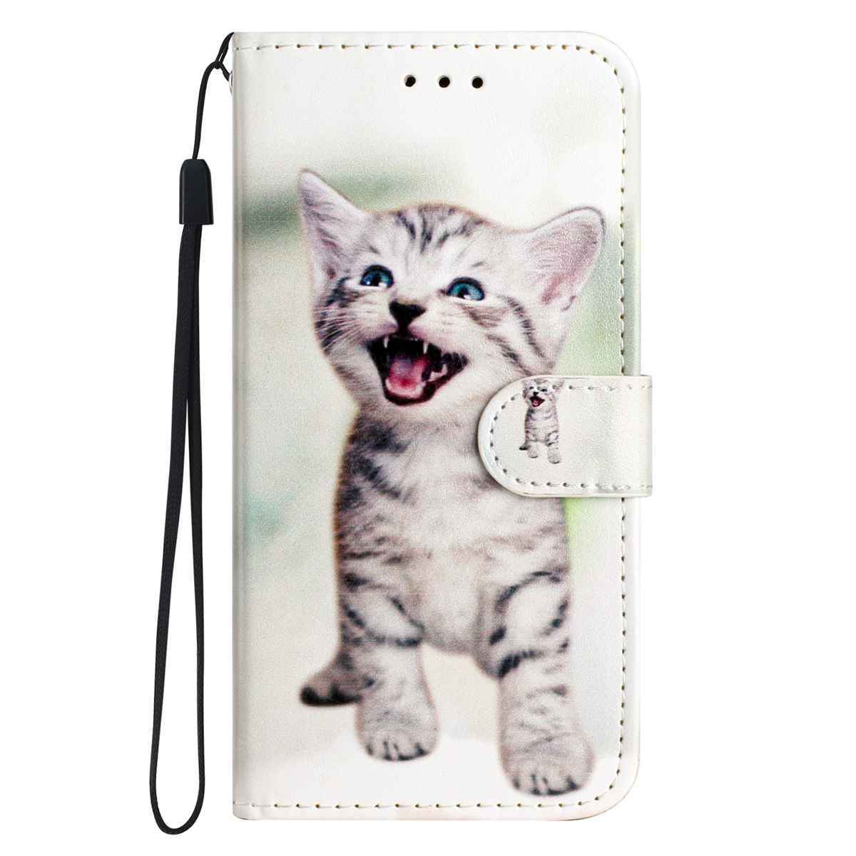 For Xiaomi 17 Pro Wallet Case  Printed Pattern PU Leather Stand Phone Cover with Strap - Cat