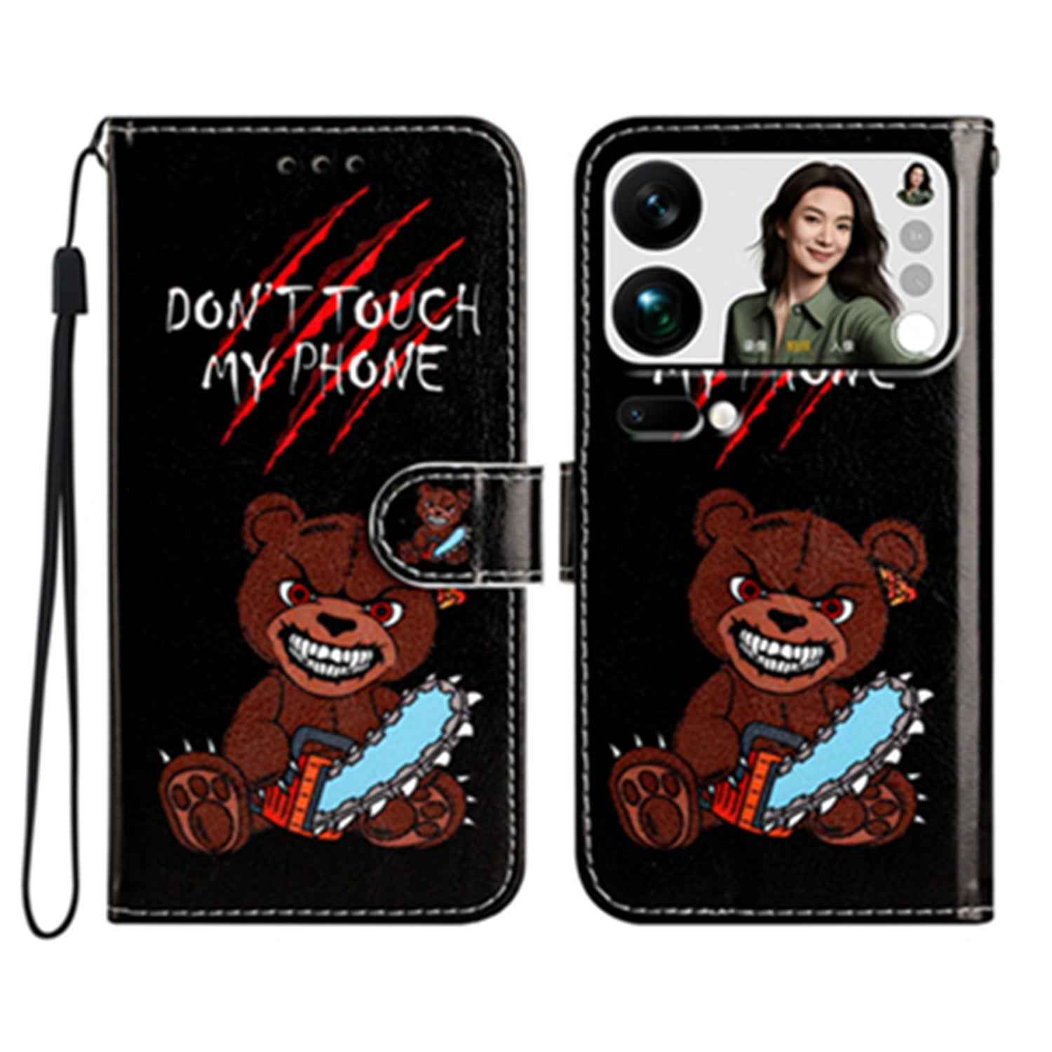 For Xiaomi 17 Pro Wallet Case  Printed Pattern PU Leather Stand Phone Cover with Strap - Don'T Touch My Phone