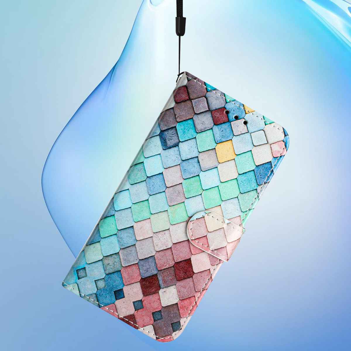 For Xiaomi 17 Pro Wallet Case  Printed Pattern PU Leather Stand Phone Cover with Strap - Grid
