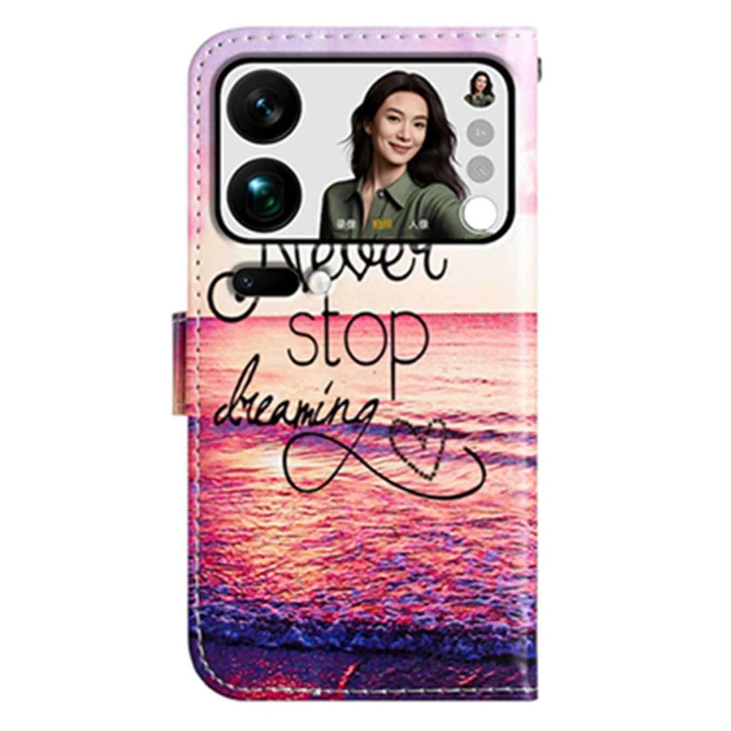 For Xiaomi 17 Pro Wallet Case  Printed Pattern PU Leather Stand Phone Cover with Strap - Never Stop Dreaming