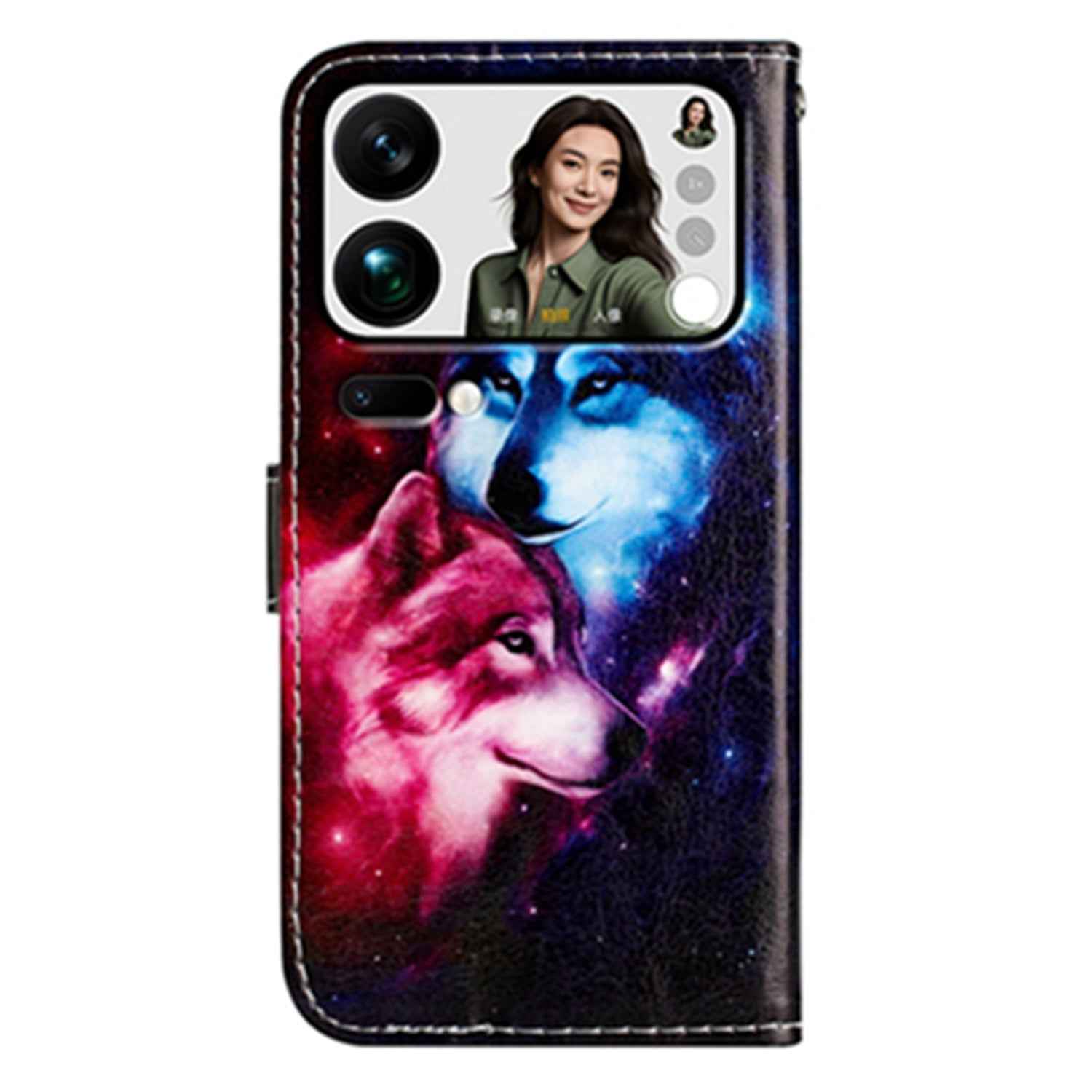 For Xiaomi 17 Pro Wallet Case  Printed Pattern PU Leather Stand Phone Cover with Strap - Pair Of Wolve