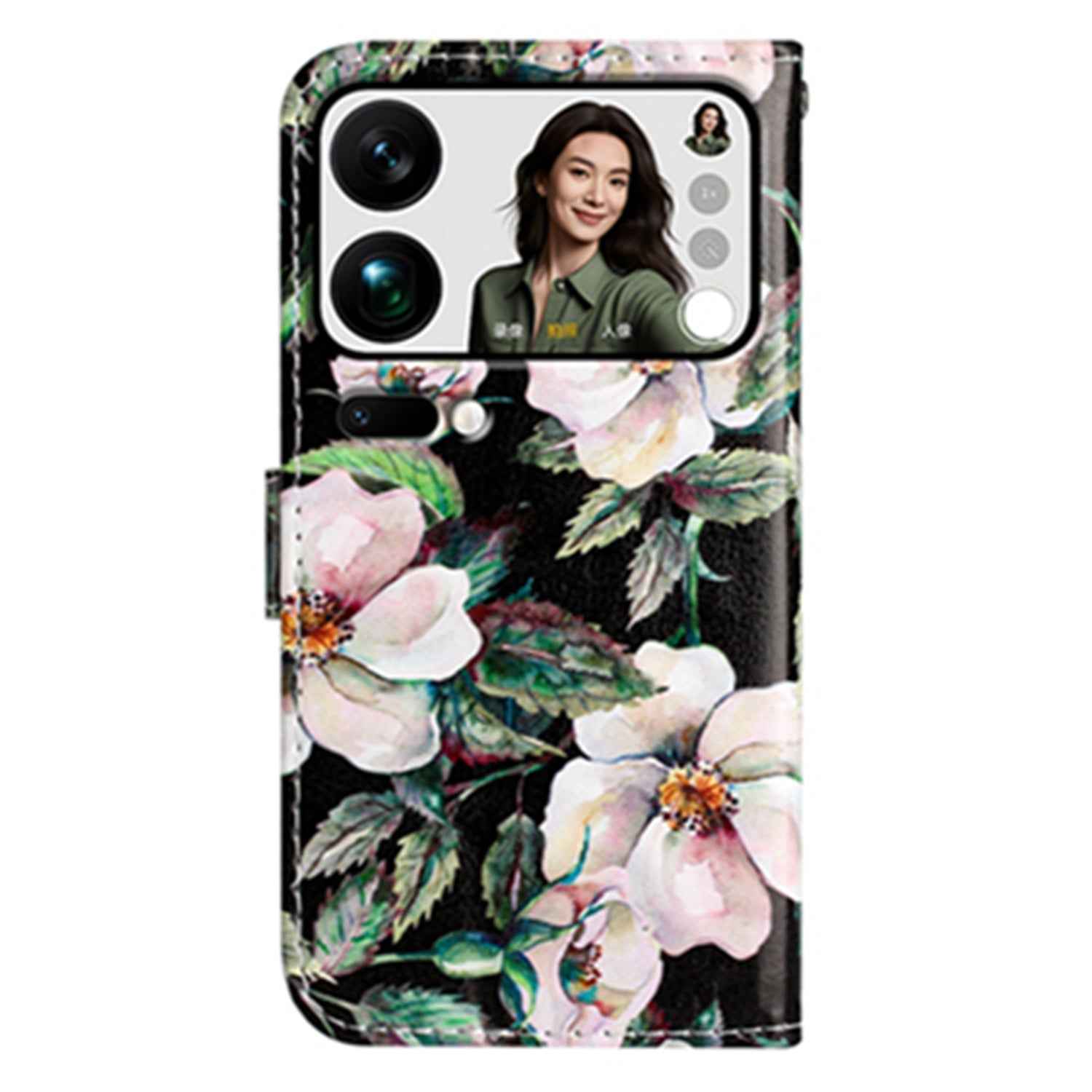 For Xiaomi 17 Pro Wallet Case  Printed Pattern PU Leather Stand Phone Cover with Strap - Magnolia