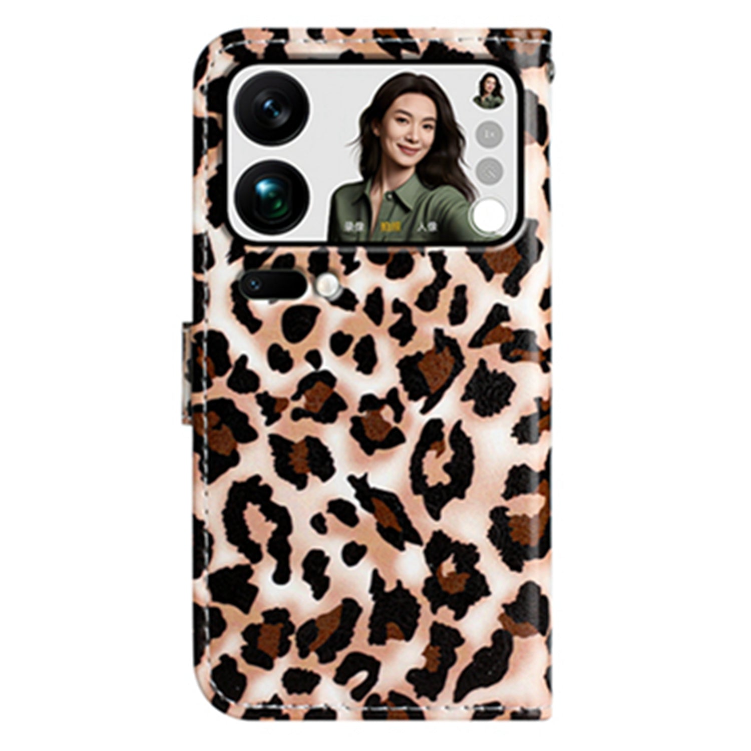 For Xiaomi 17 Pro Max Wallet Case  Printed Pattern PU Leather Stand Phone Cover with Strap - Leopard Print