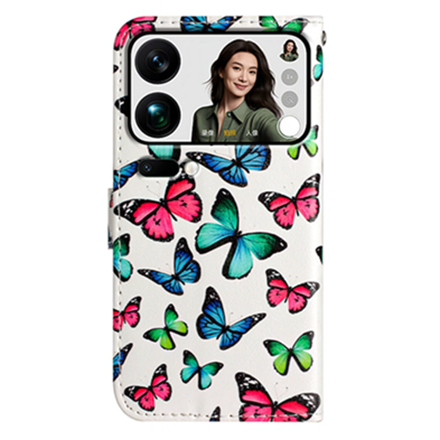 For Xiaomi 17 Pro Max Wallet Case  Printed Pattern PU Leather Stand Phone Cover with Strap - Butterflies