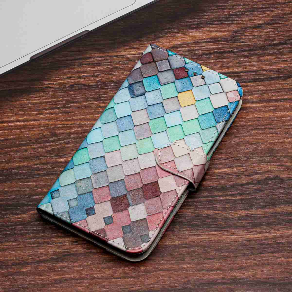 For Xiaomi 17 Pro Max Wallet Case  Printed Pattern PU Leather Stand Phone Cover with Strap - Grid
