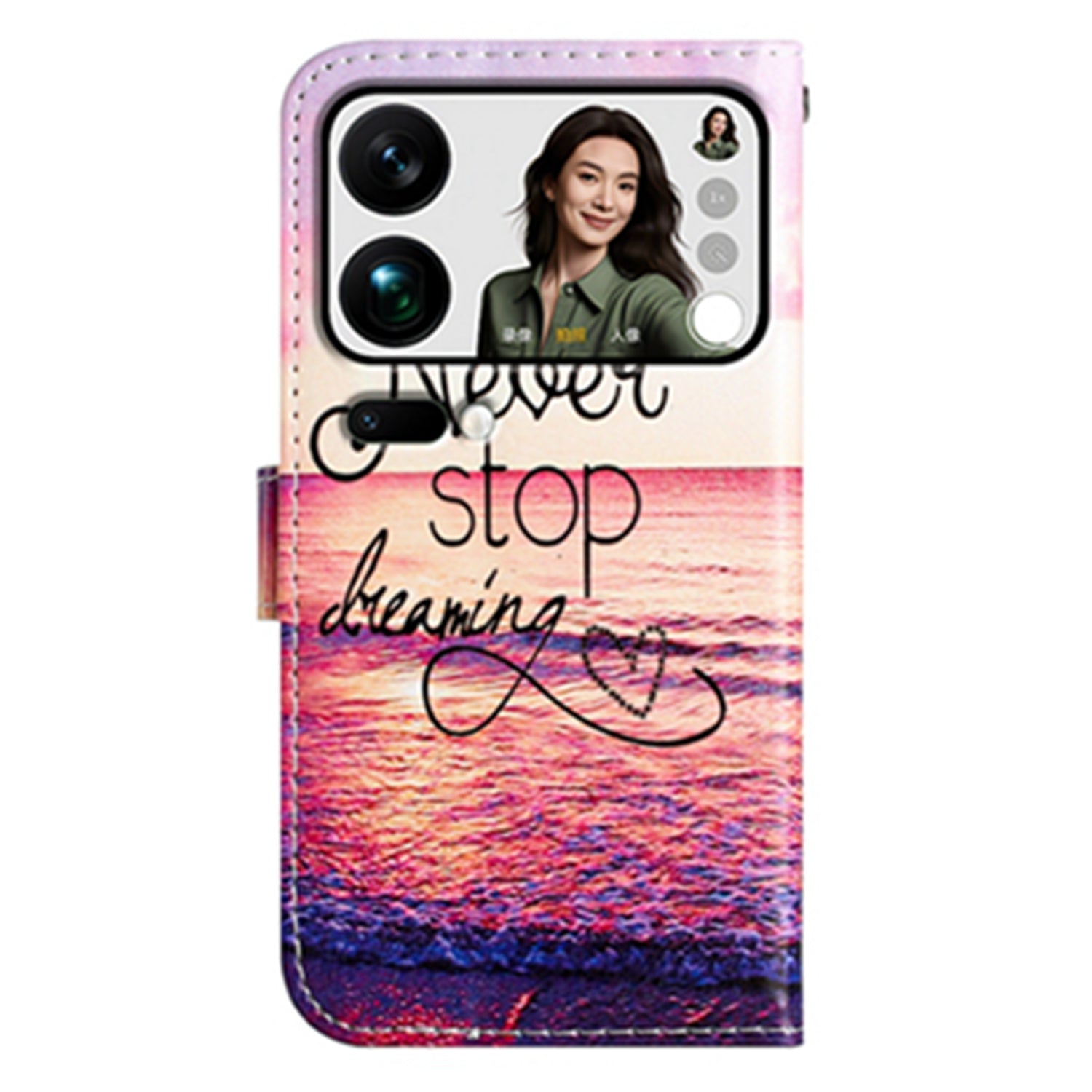 For Xiaomi 17 Pro Max Wallet Case  Printed Pattern PU Leather Stand Phone Cover with Strap - Never Stop Dreaming