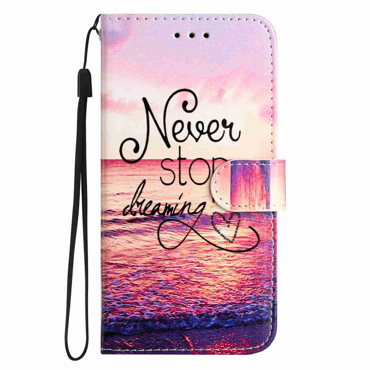 For Xiaomi 17 Pro Max Wallet Case  Printed Pattern PU Leather Stand Phone Cover with Strap - Never Stop Dreaming