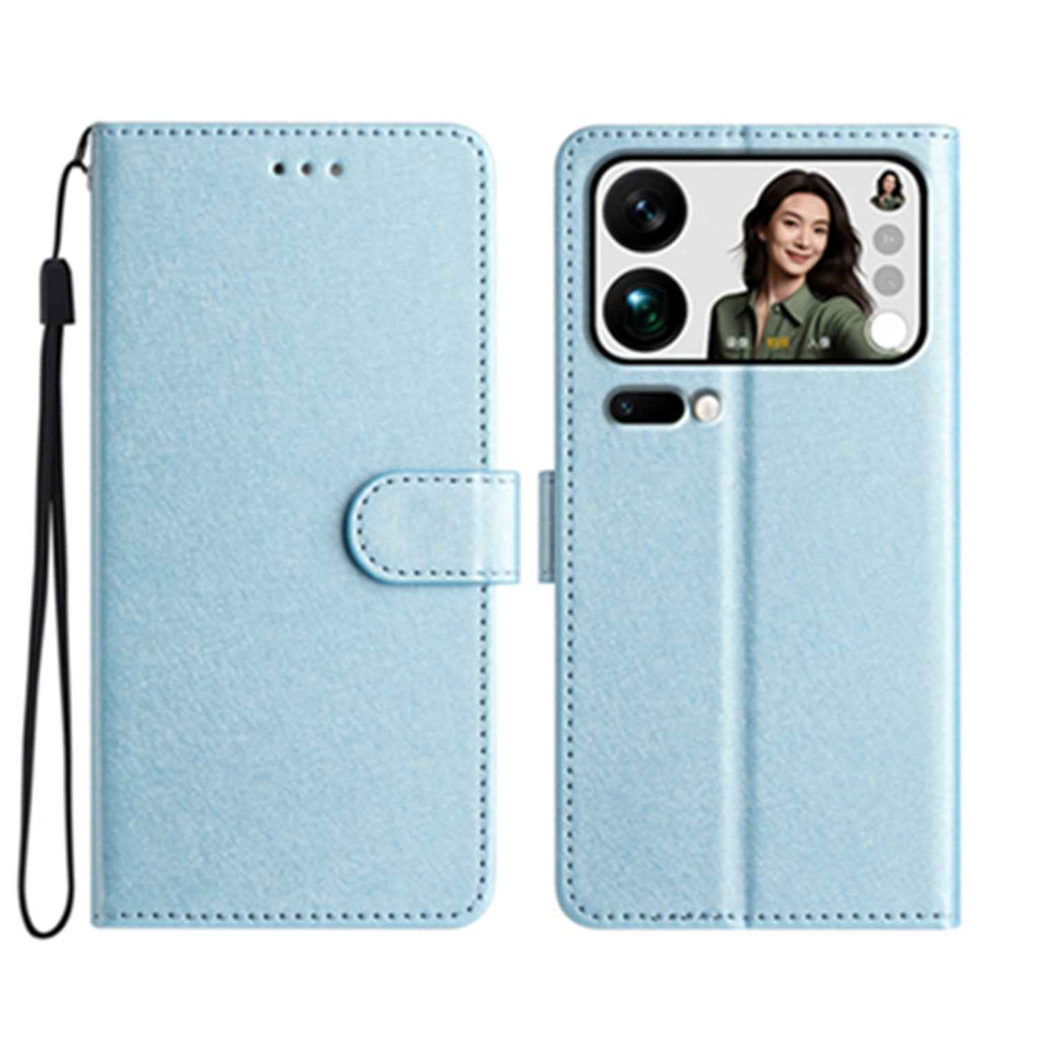 For Xiaomi 17 Pro Wallet Case Leather Folio Phone Cover Magnetic Clasp - Sky Blue