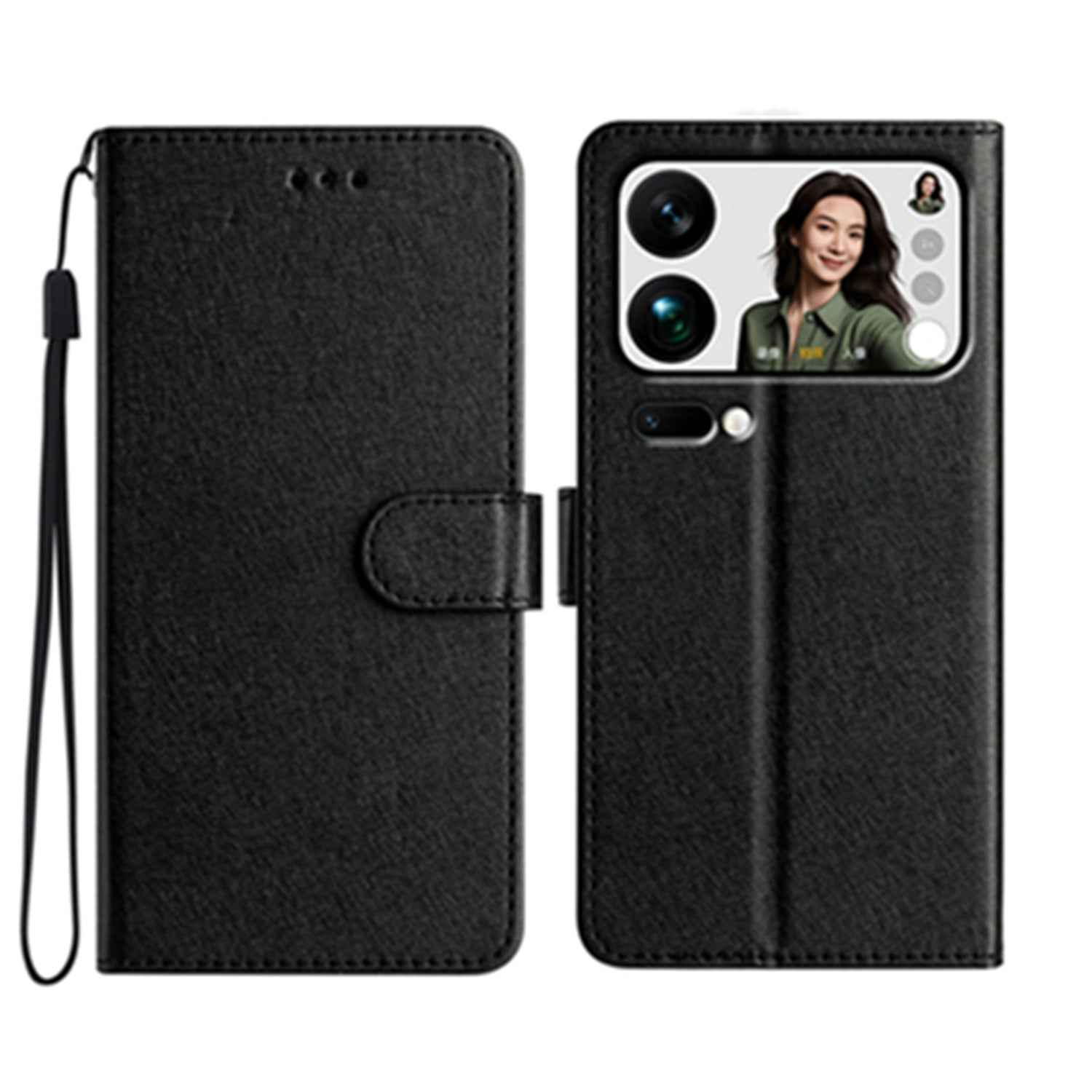 For Xiaomi 17 Pro Wallet Case Leather Folio Phone Cover Magnetic Clasp - Black