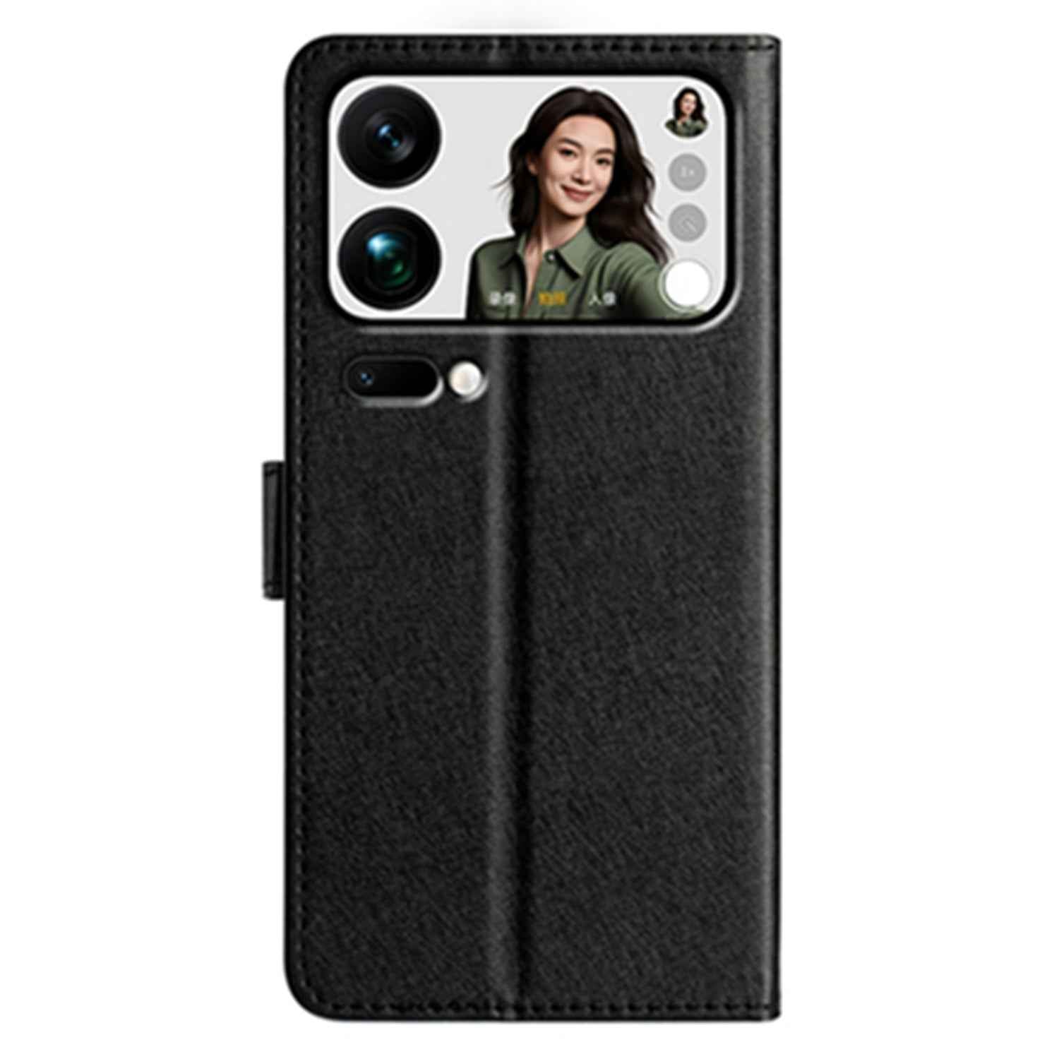 For Xiaomi 17 Pro Wallet Case Leather Folio Phone Cover Magnetic Clasp - Black