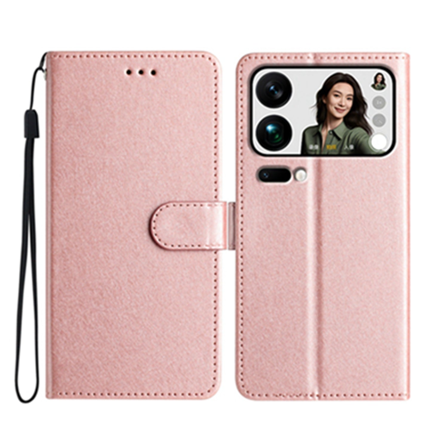 For Xiaomi 17 Pro Max Wallet Case Leather Folio Phone Cover Magnetic Clasp - Rose Gold