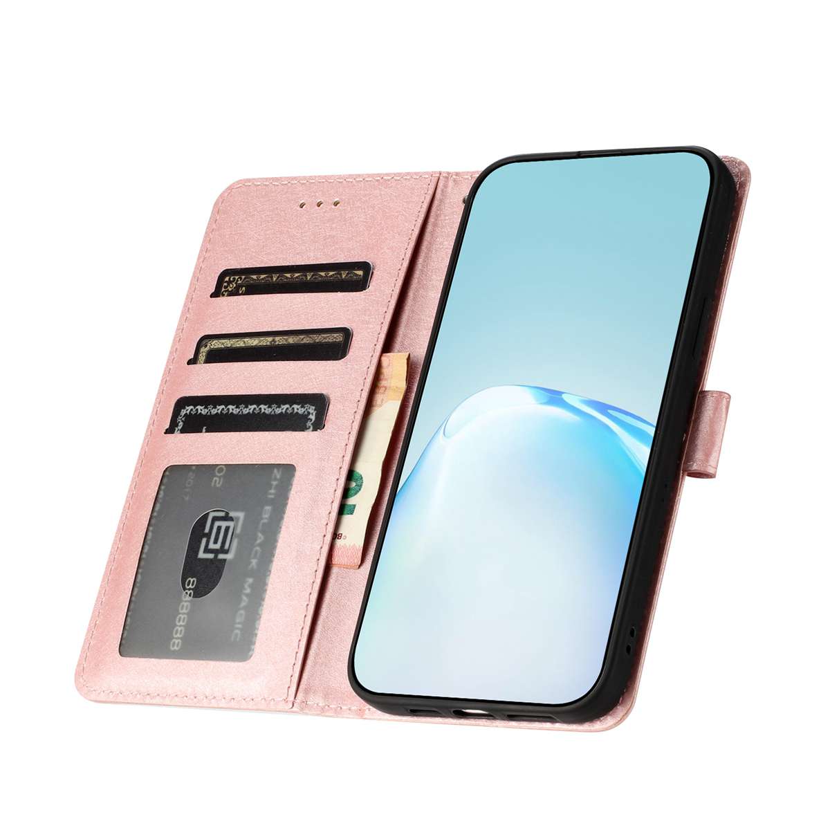 For Xiaomi 17 Pro Max Wallet Case Leather Folio Phone Cover Magnetic Clasp - Rose Gold