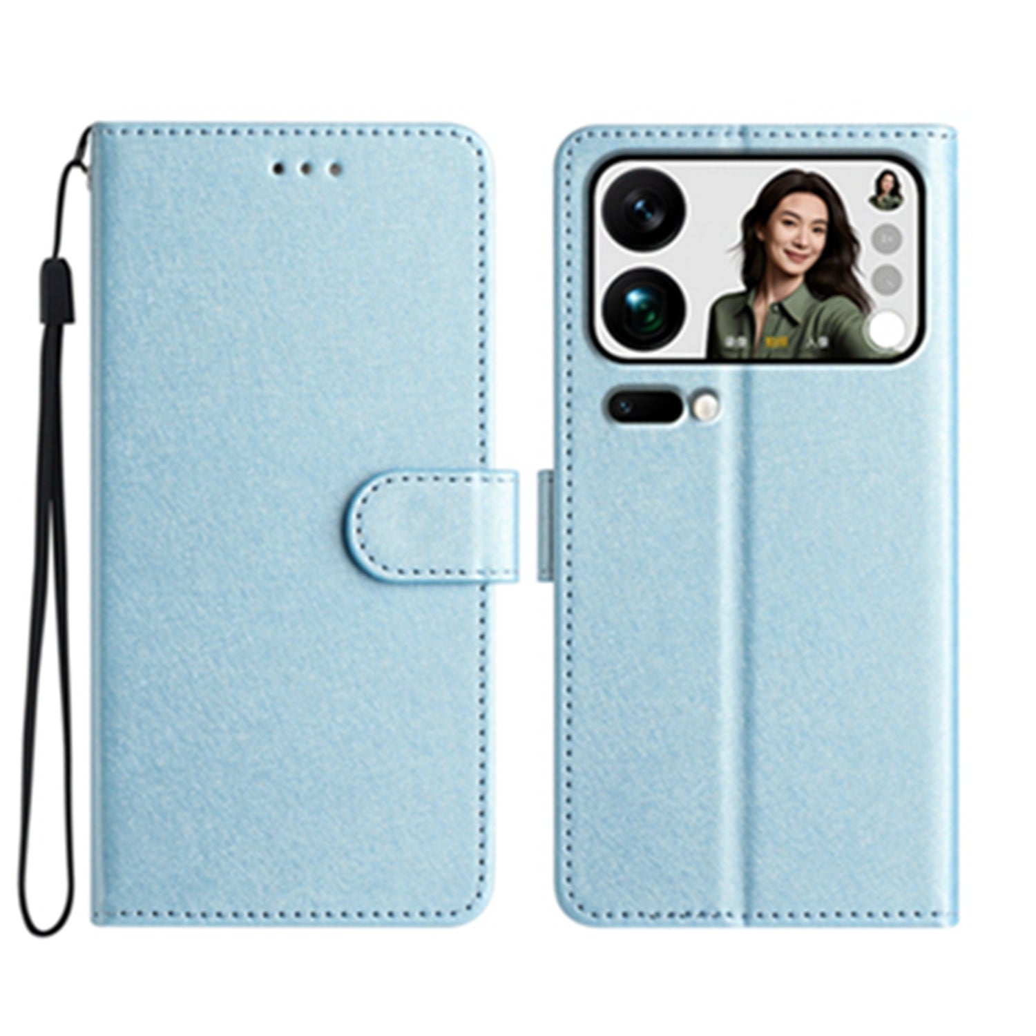 For Xiaomi 17 Pro Max Wallet Case Leather Folio Phone Cover Magnetic Clasp - Sky Blue