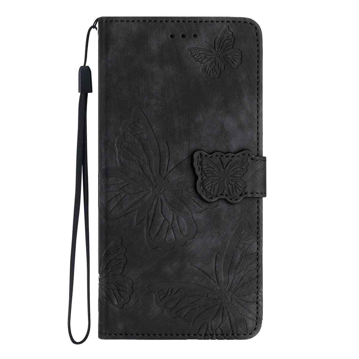 For Xiaomi 17 Pro Case Butterfly Design Flip Wallet Leather Phone Cover Skin-Touch - Black