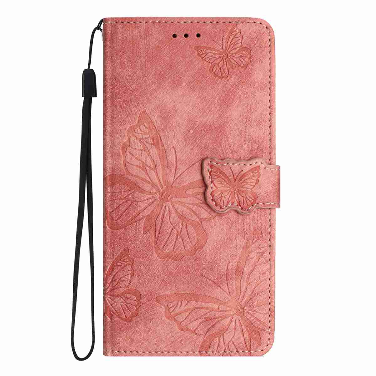 For Xiaomi 17 Pro Max Case Butterfly Design Flip Wallet Leather Phone Cover Skin-Touch - Pink