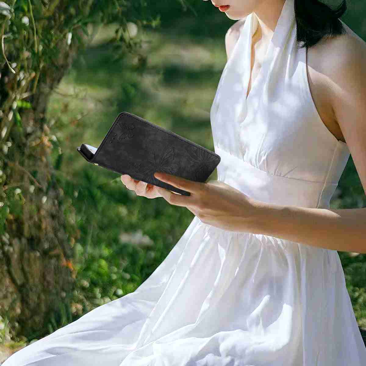 For Xiaomi 17 Pro Max Case Butterfly Design Flip Wallet Leather Phone Cover Skin-Touch - Black
