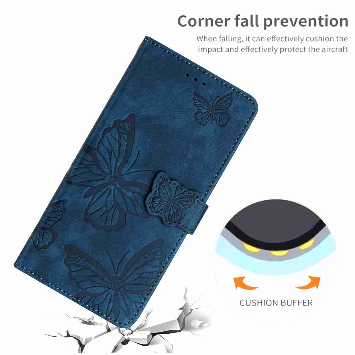 For Xiaomi 17 Pro Max Case Butterfly Design Flip Wallet Leather Phone Cover Skin-Touch - Blue