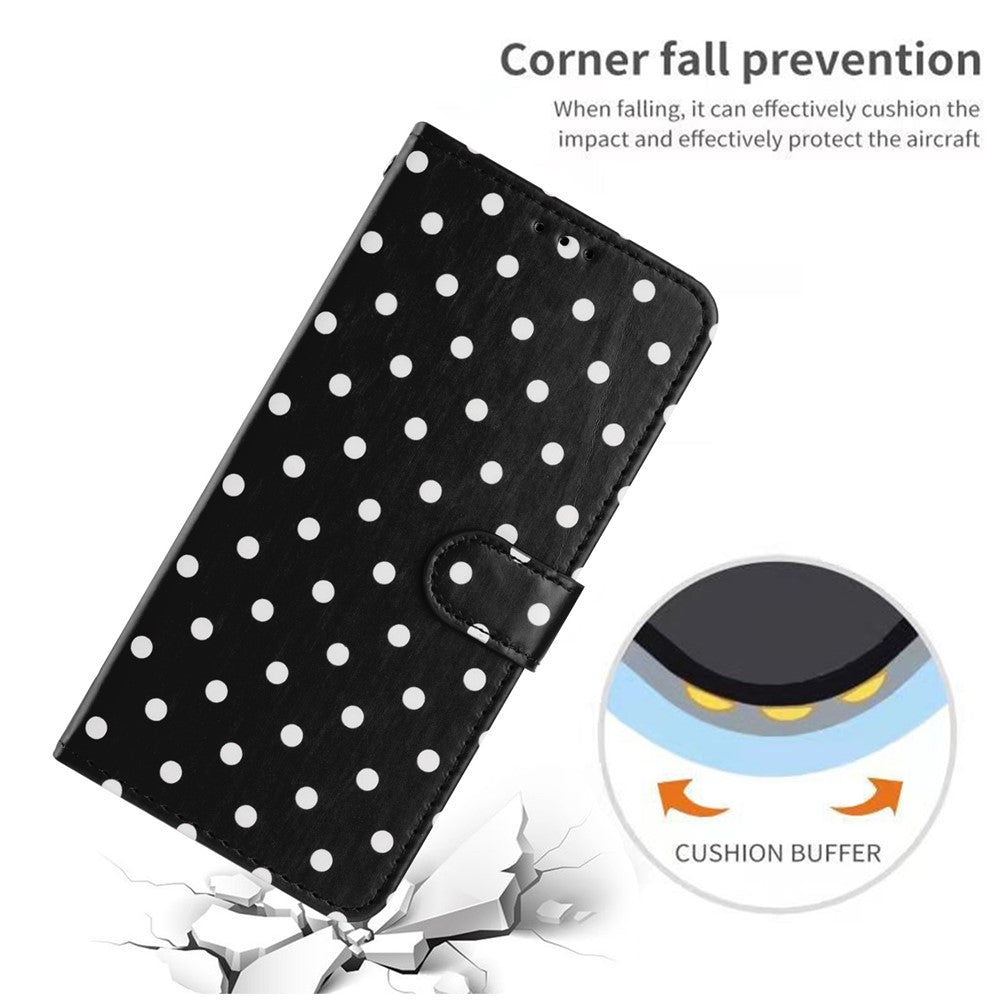 For Xiaomi 17 Pro Max Leather Case Polka Dot Pattern Wallet Stand Folio Phone Cover - Black