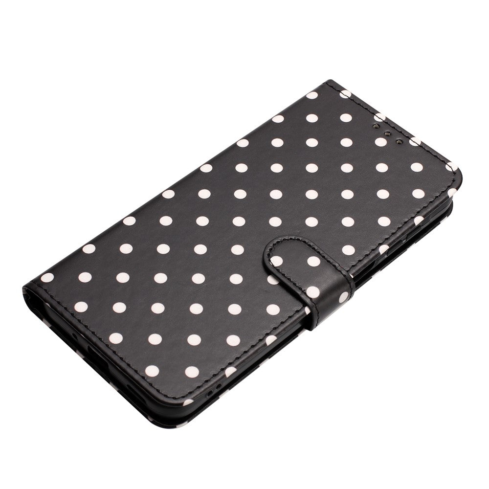 For Xiaomi 17 Pro Max Leather Case Polka Dot Pattern Wallet Stand Folio Phone Cover - Black