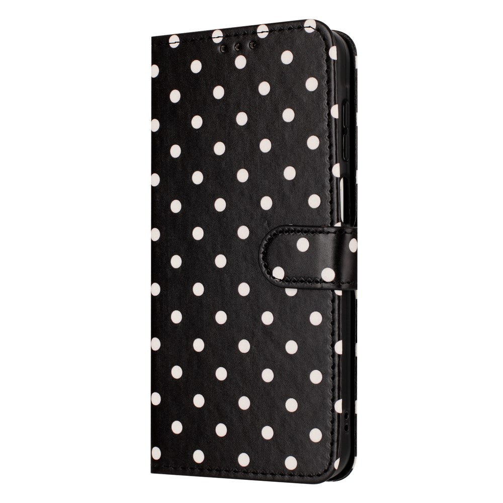 For Xiaomi 17 Pro Max Leather Case Polka Dot Pattern Wallet Stand Folio Phone Cover - Black