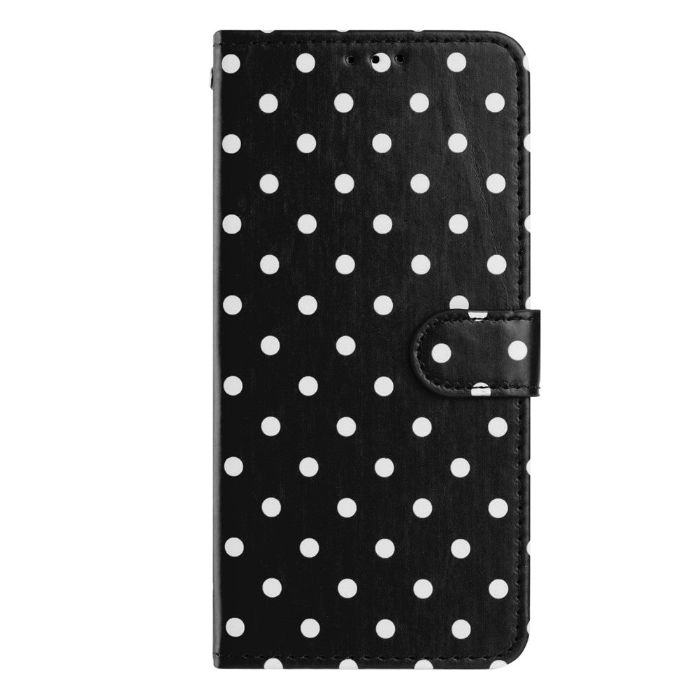 For Xiaomi 17 Pro Max Leather Case Polka Dot Pattern Wallet Stand Folio Phone Cover - Black