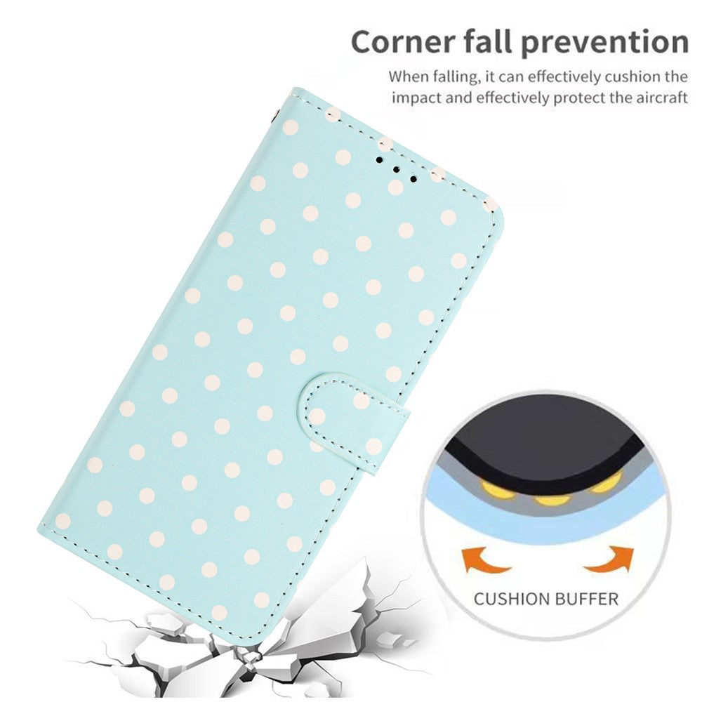 For Xiaomi 17 Pro Max Leather Case Polka Dot Pattern Wallet Stand Folio Phone Cover - Blue