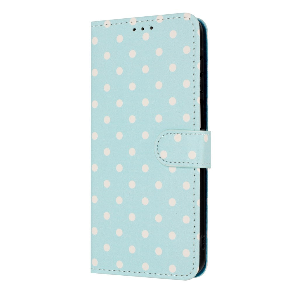For Xiaomi 17 Pro Max Leather Case Polka Dot Pattern Wallet Stand Folio Phone Cover - Blue